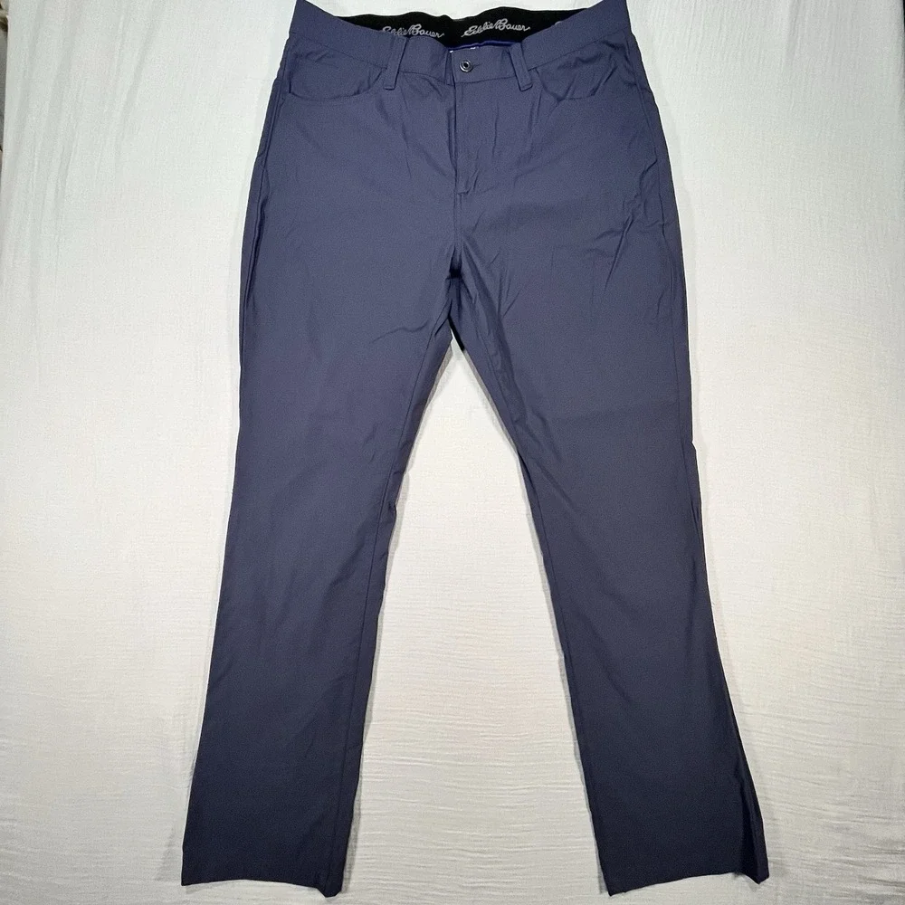 Eddie Bauer Adventure Trek Pants Mens 38x34 Blue Stretch‎ Hiking Chino 6 Pocket